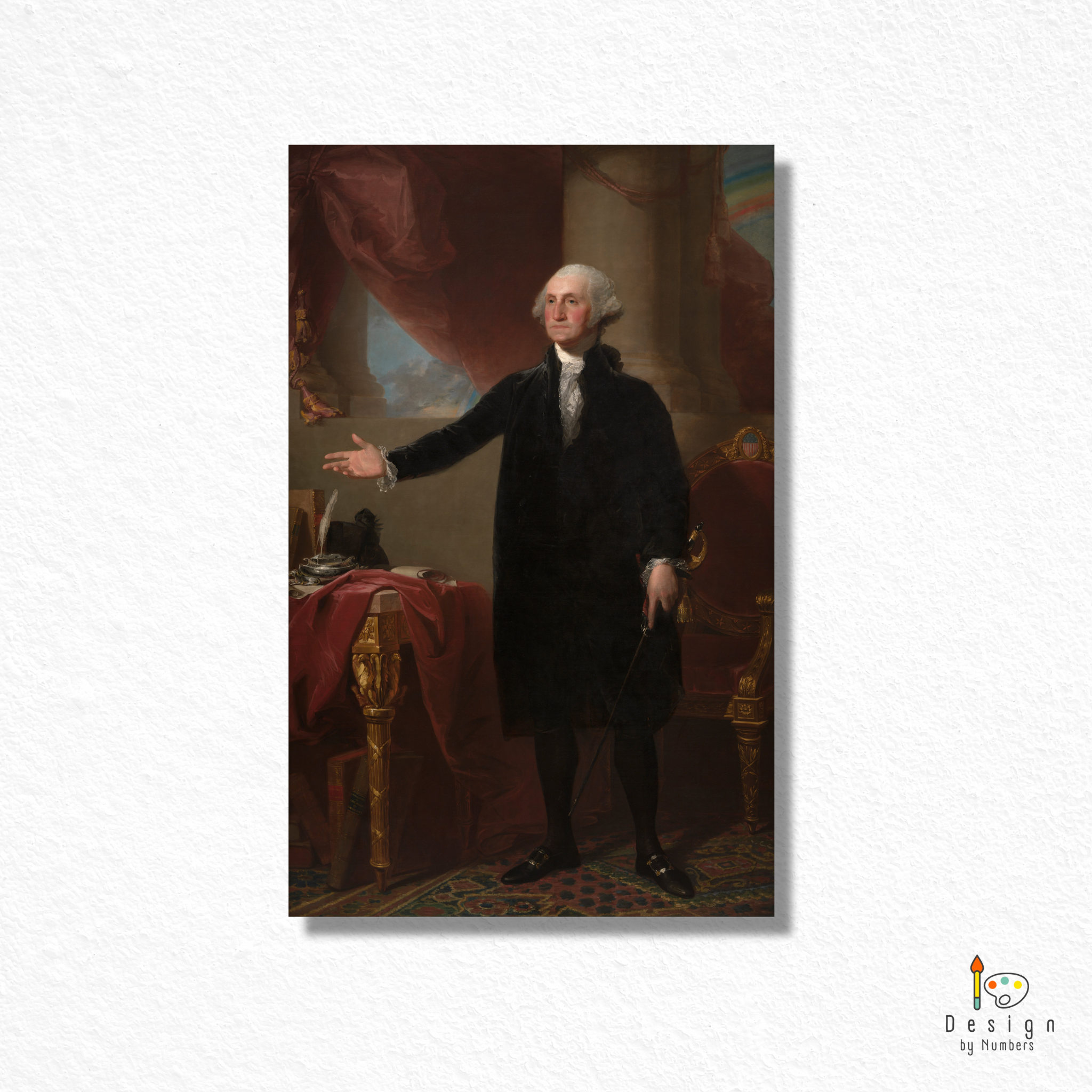 George Washington (Lansdowne Portrait)- Gilbert Stuart- Paint by Numbers