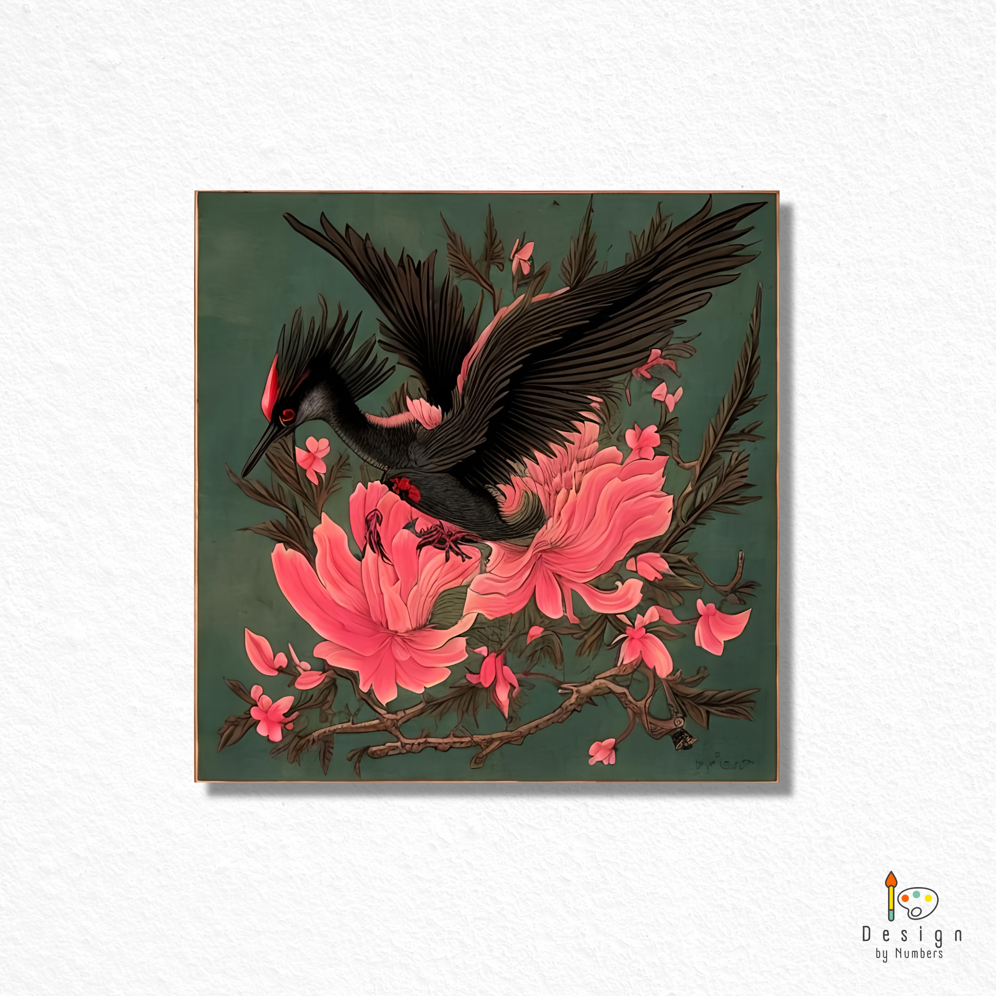 Peony Crane Dance- Paint By Numbers