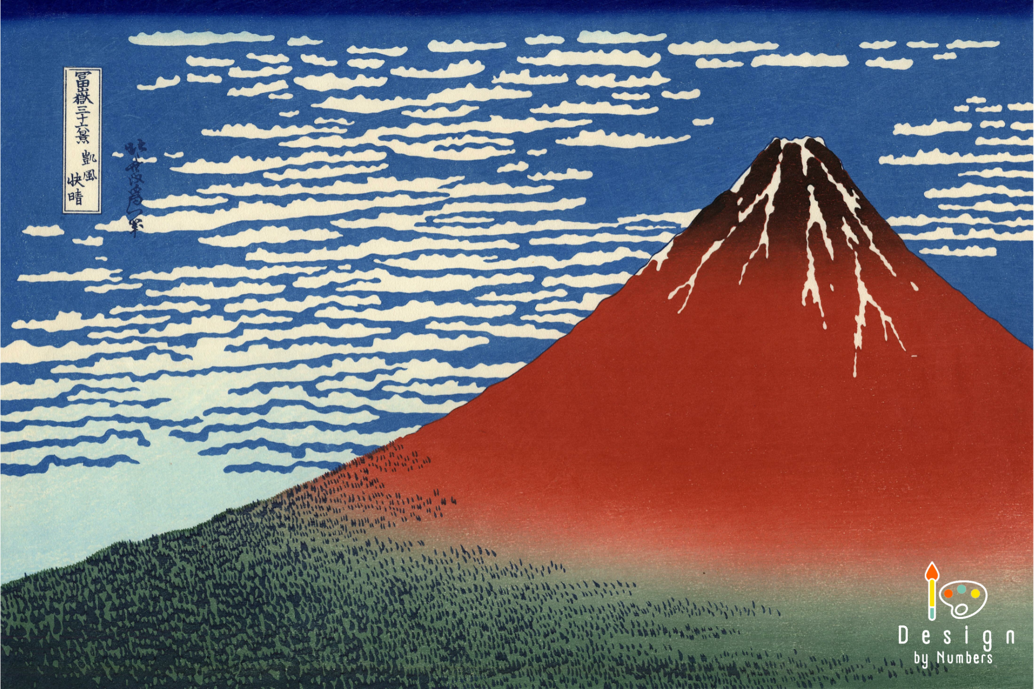 Red Fuji Southern Wind- Katsushika Hokusai- Paint by Numbers