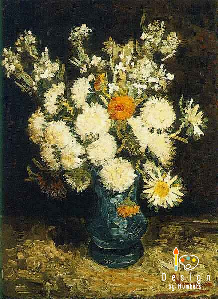 Flowers in a Blue Vase - Vincent van Gogh - Paint by Numbers