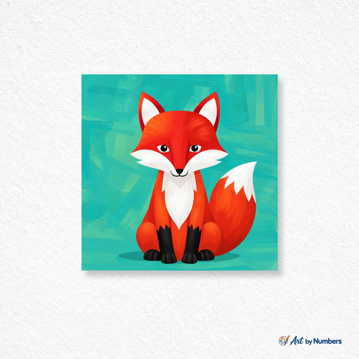 Cute Friendly Fox on Teal - Paint by Numbers · image 1
