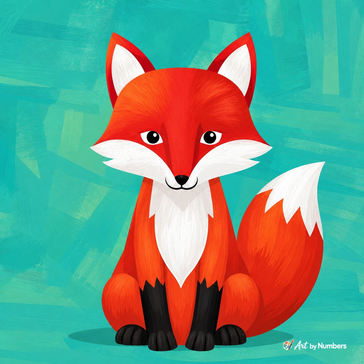 Cute Friendly Fox on Teal - Paint by Numbers · image 2
