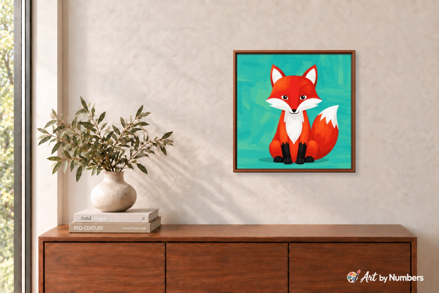 Cute Friendly Fox on Teal - Paint by Numbers · image 3