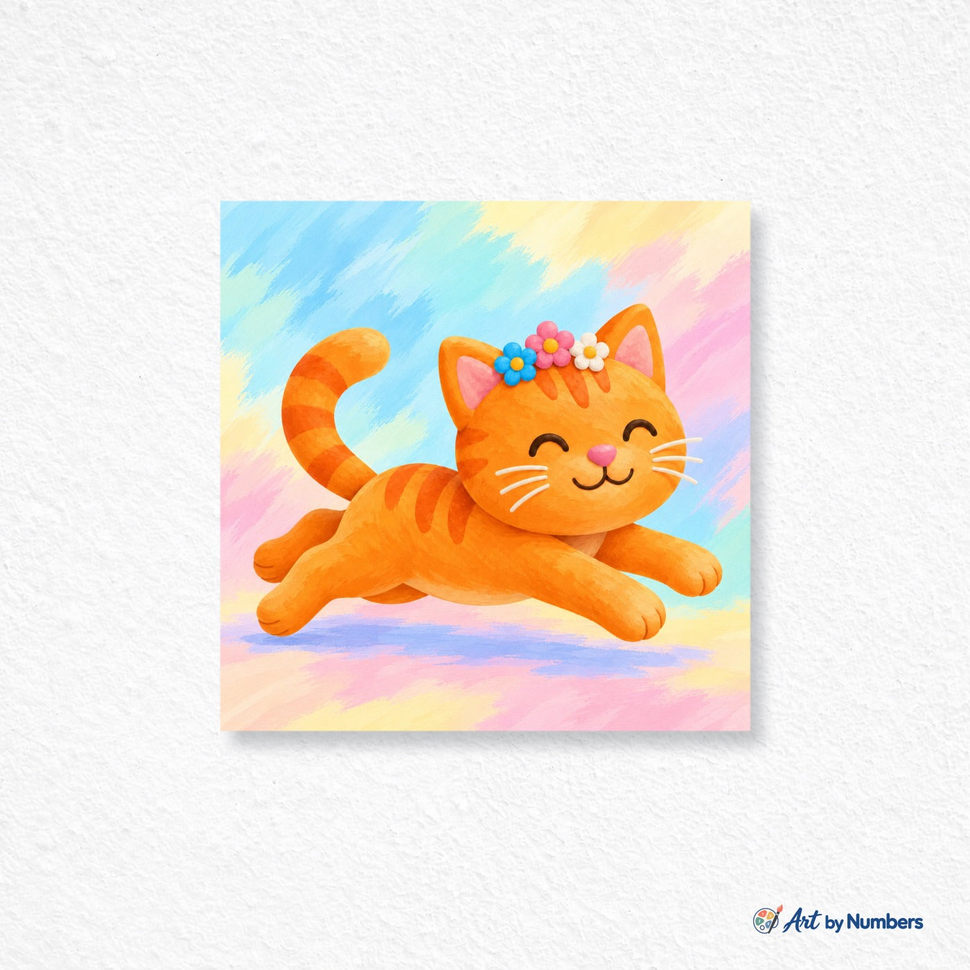 Joyful Pastel Leaping Cat - Paint by Numbers · image 1
