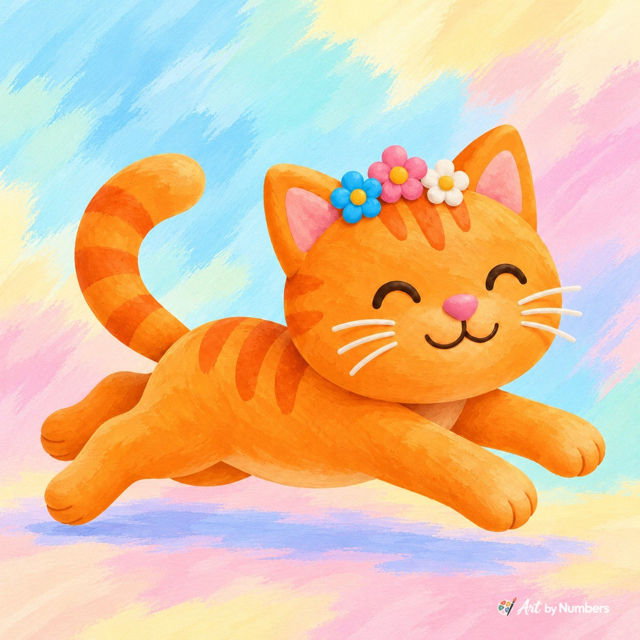 Joyful Pastel Leaping Cat - Paint by Numbers · image 2