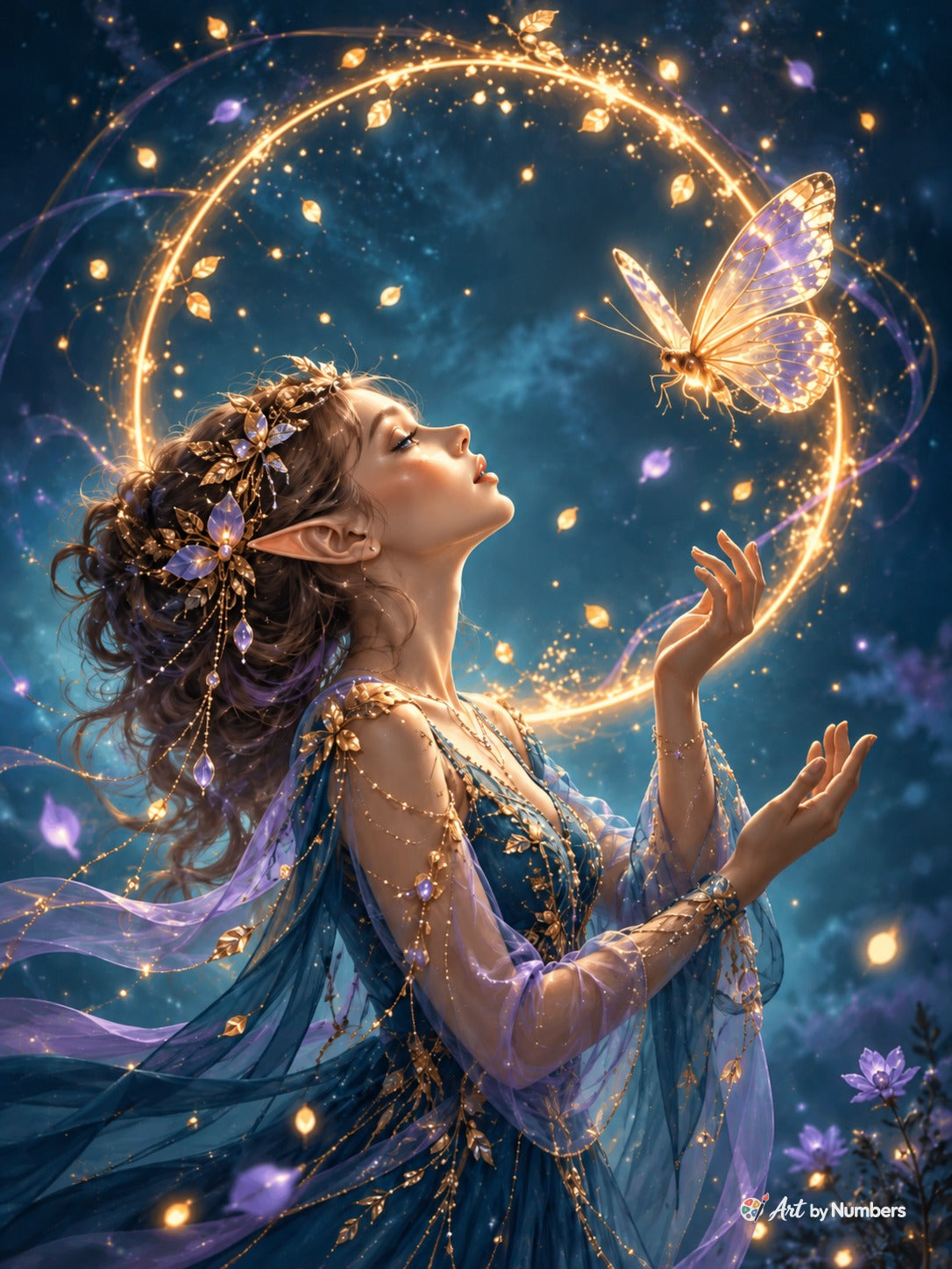 Fantasy Fairy Elf with Enchanted Butterfly - Paint by Numbers · image 2