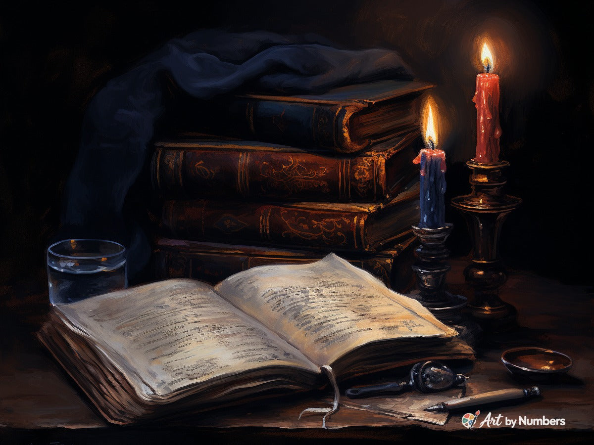 Still Life with Books and Candles - Paint by Numbers · image 2