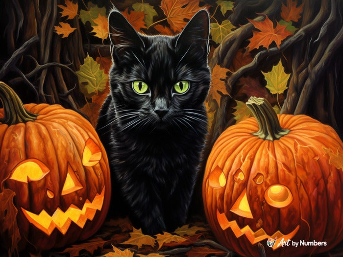 Black Cat and Jack-o'-lanterns - Paint by Numbers · image 2