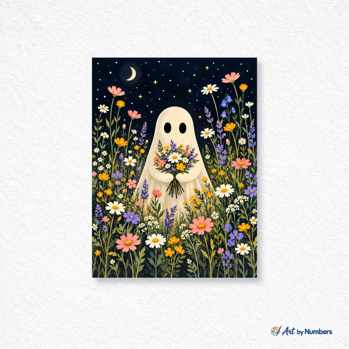 Moonlit Ghost in a Wildflower Meadow - Paint by Numbers · image 1