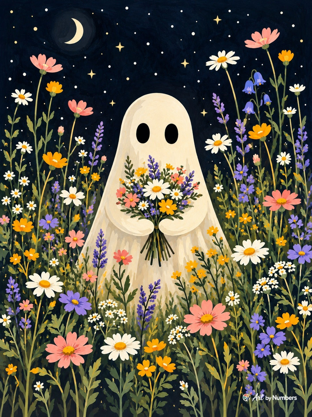 Moonlit Ghost in a Wildflower Meadow - Paint by Numbers · image 2