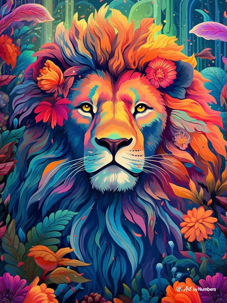 Lion with Flowers - Paint by Numbers · image 2