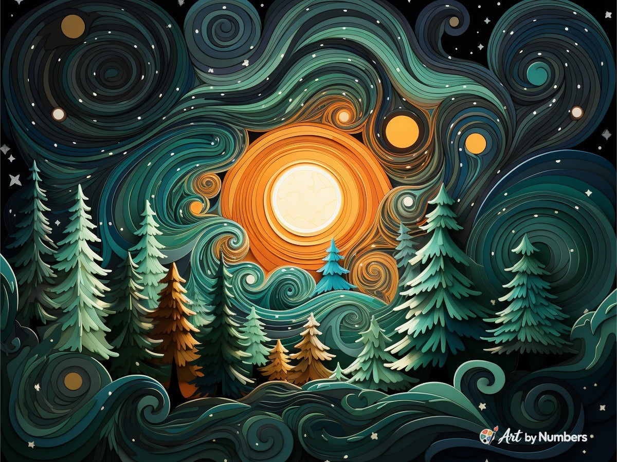 Swirling Forest Night - Paint by Numbers · image 2