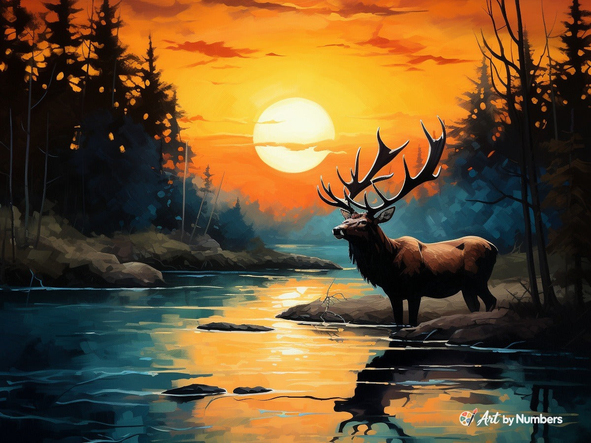 Stag at Sunset - Paint by Numbers · image 2
