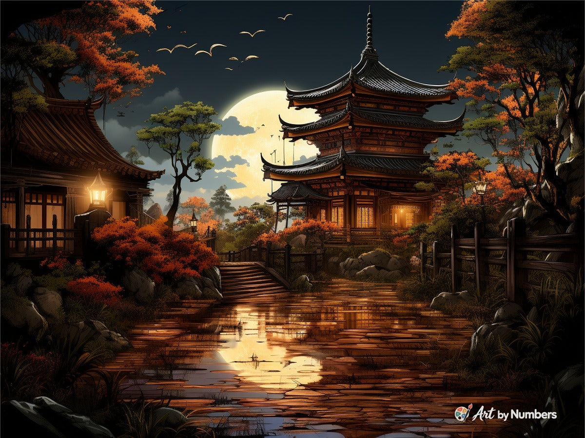 Autumn Moonlight Pagoda - Paint by Numbers · image 2
