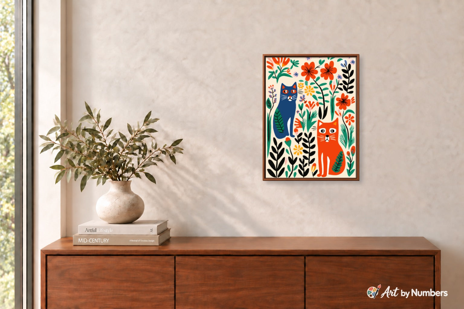 Cats Among Flowers - Paint by Numbers · image 3