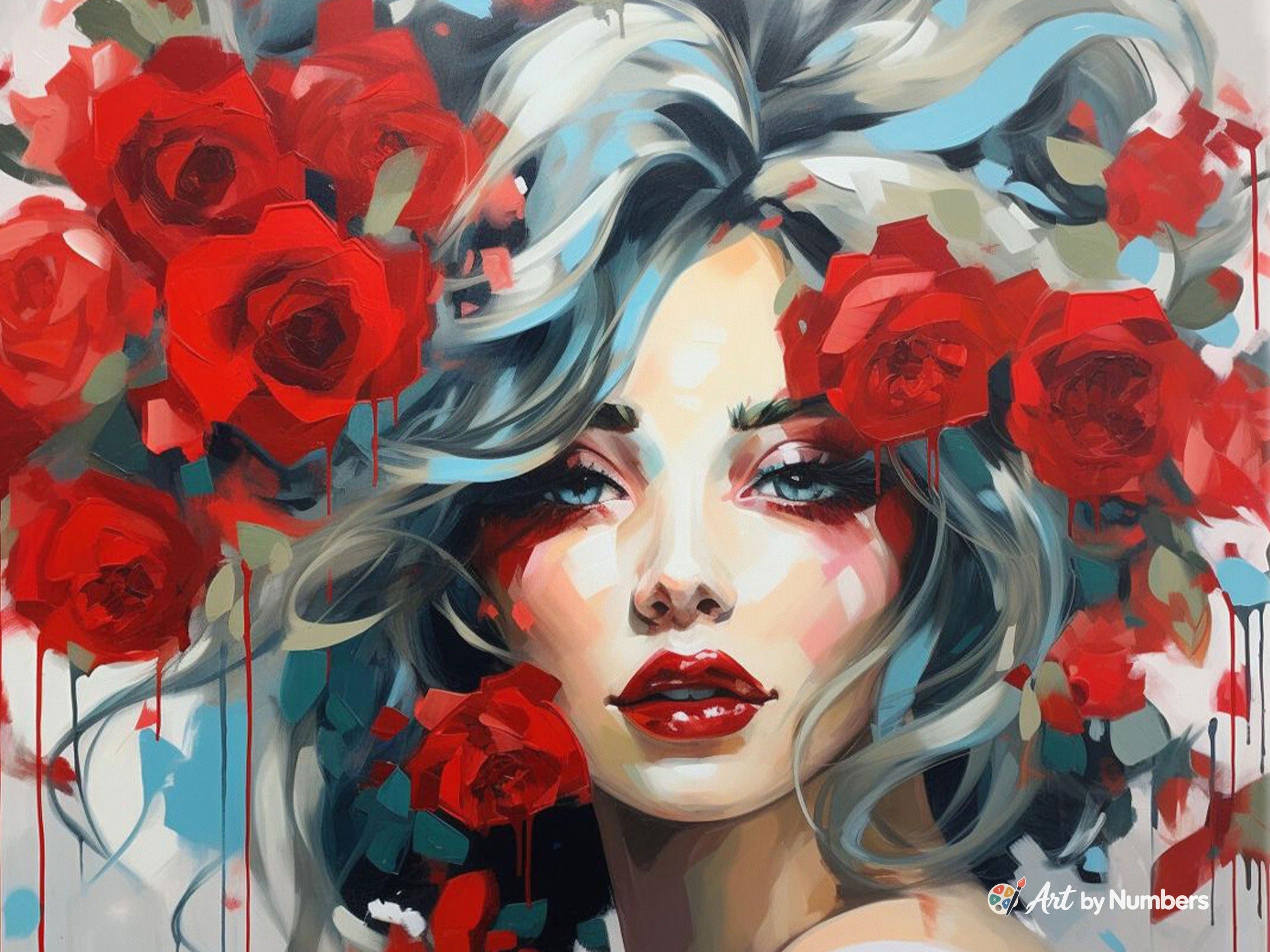 Woman with Red Roses - Paint by Numbers · image 2