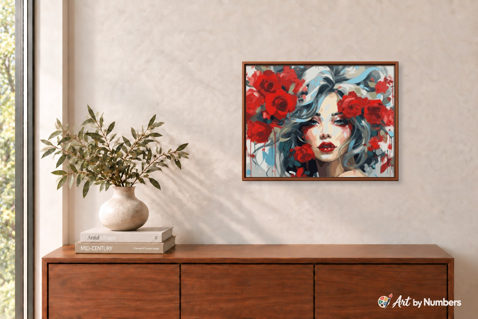 Woman with Red Roses - Paint by Numbers · image 3
