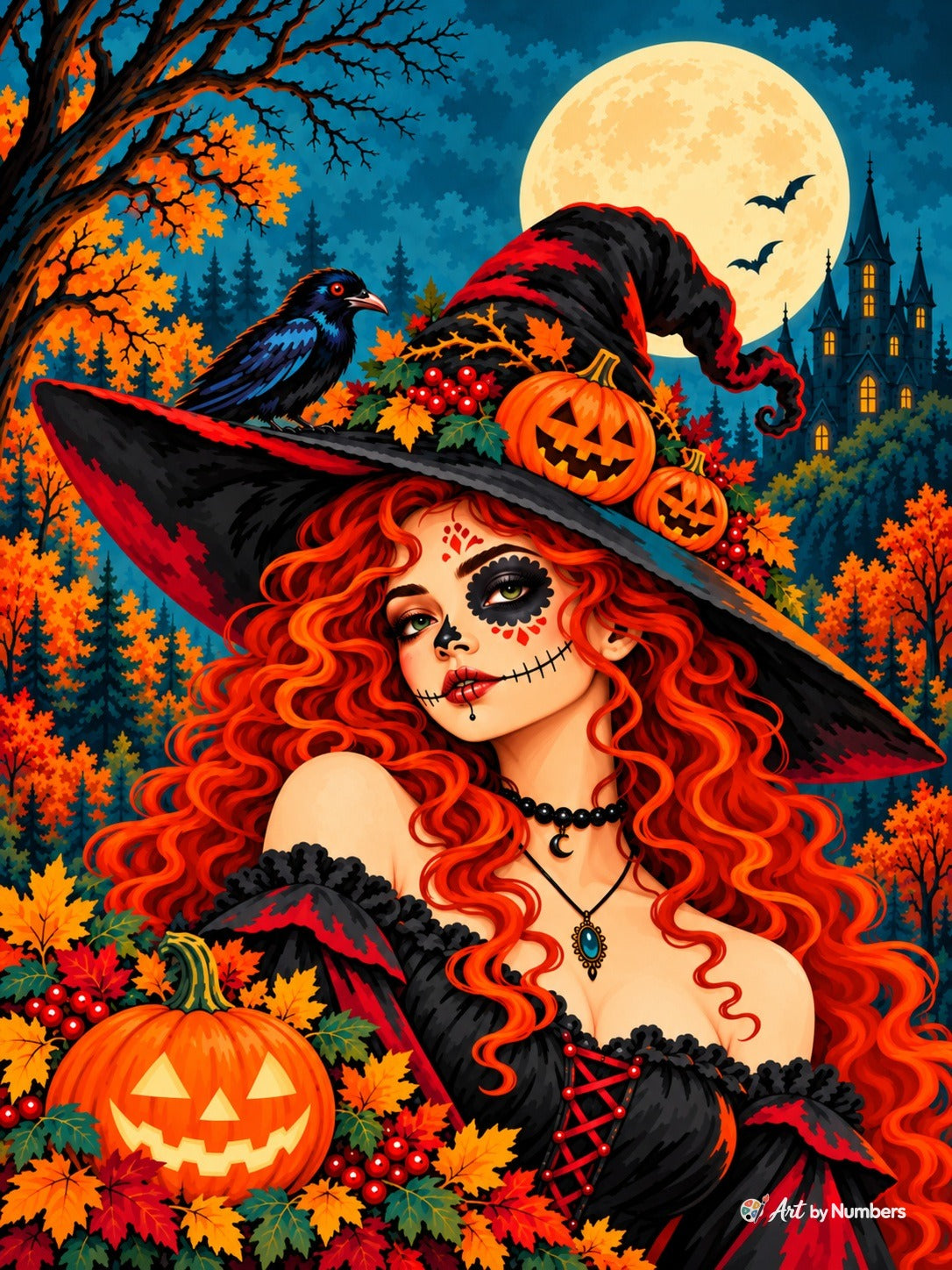 Moonlit Sugar Skull Witch - Paint by Numbers · image 2