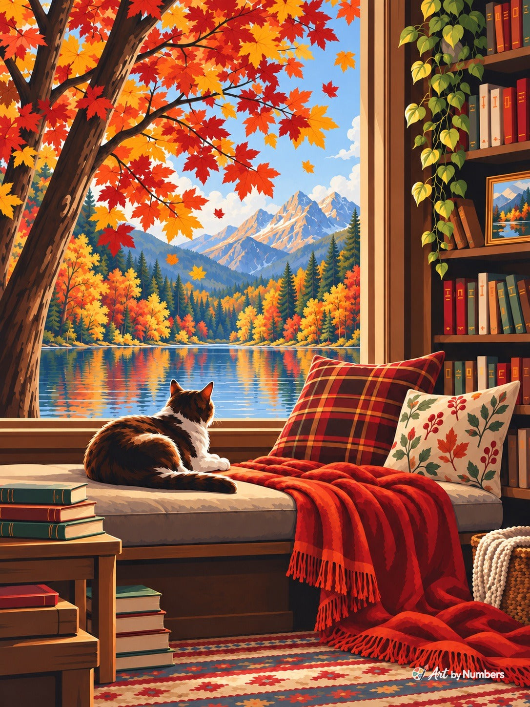 Cozy Autumn Lakeside Reading Nook - Paint by Numbers · image 2