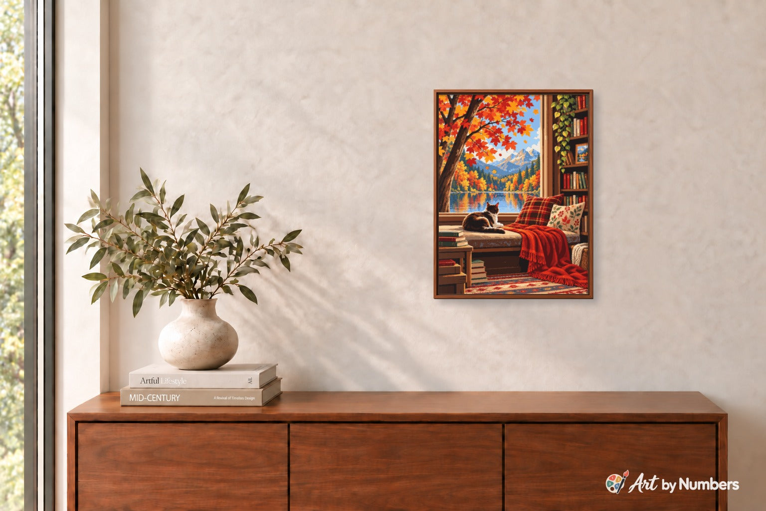 Cozy Autumn Lakeside Reading Nook - Paint by Numbers · image 3
