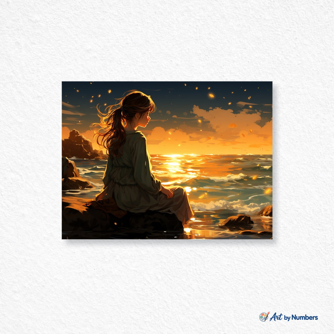 Girl by the Sea at Sunset - Paint by Numbers · image 1