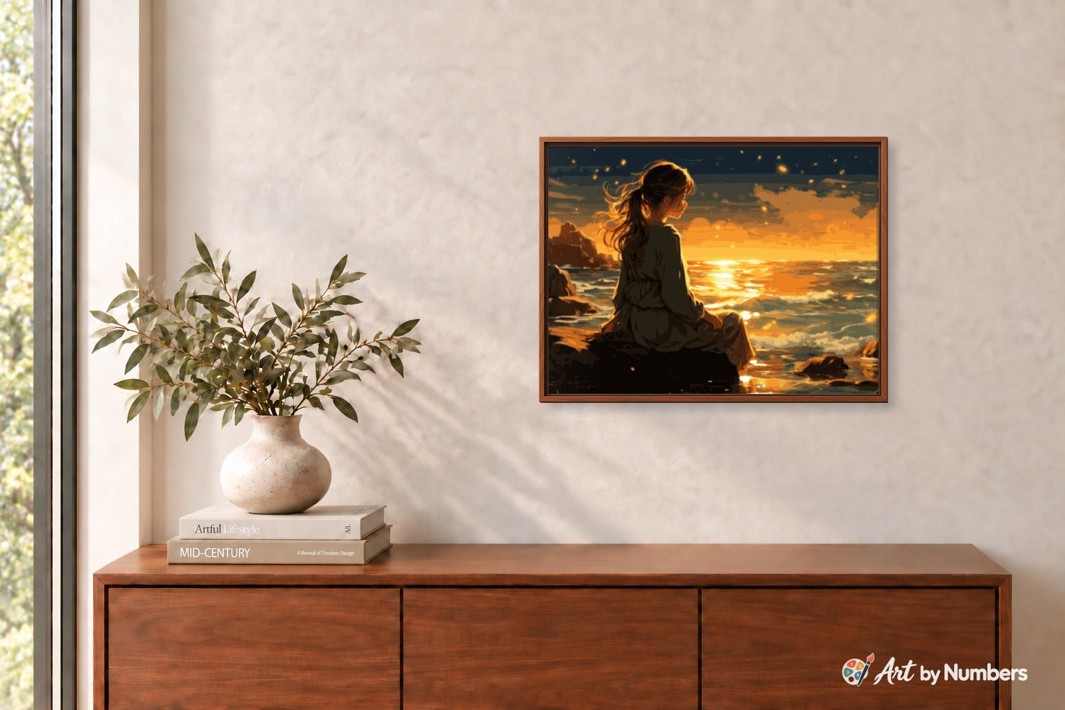 Girl by the Sea at Sunset - Paint by Numbers · image 3