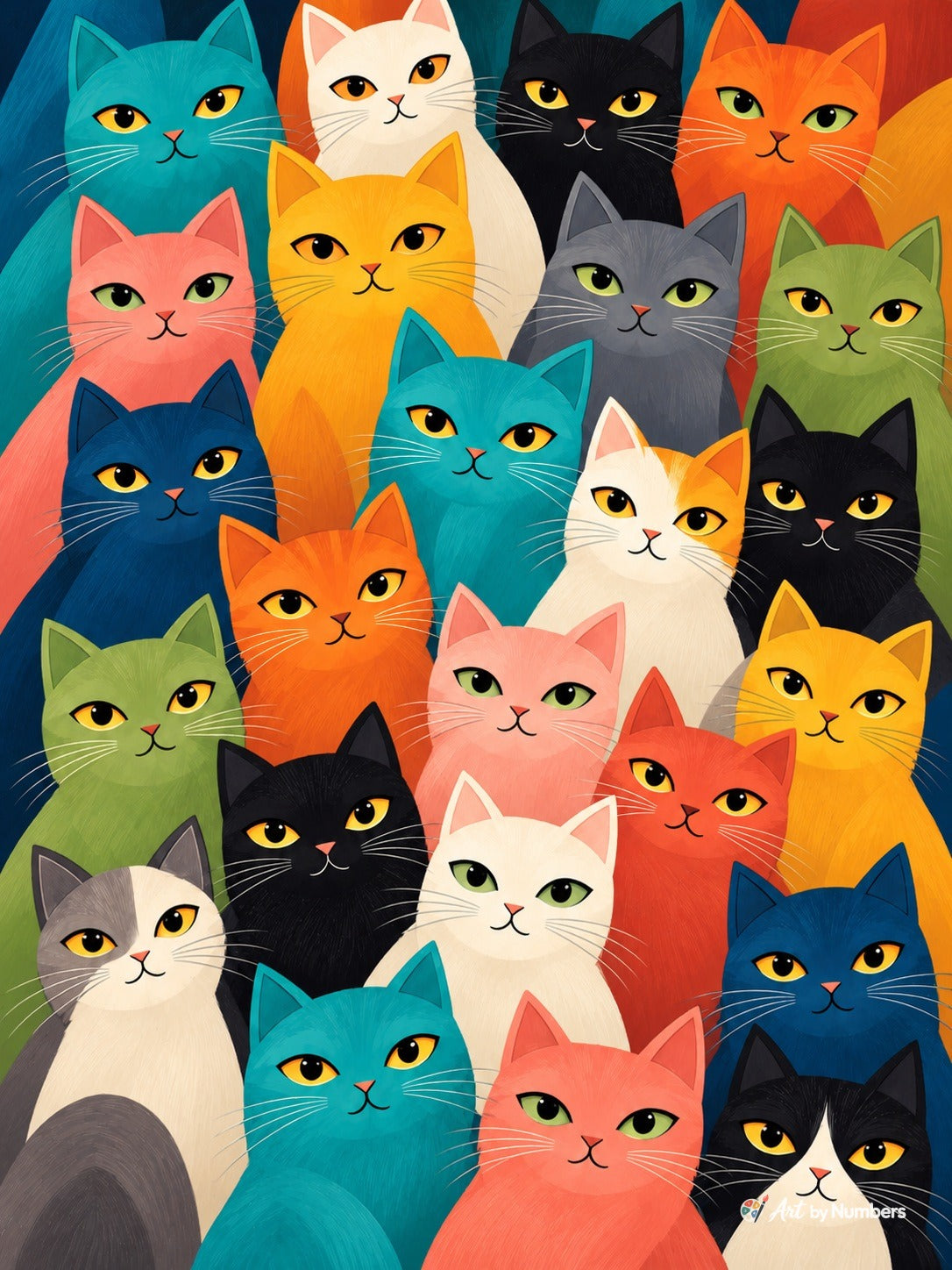 Colorful Cat Crowd - Paint by Numbers · image 2