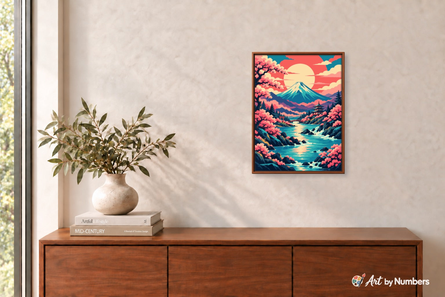 Mount Fuji Sakura River - Paint by Numbers · image 3
