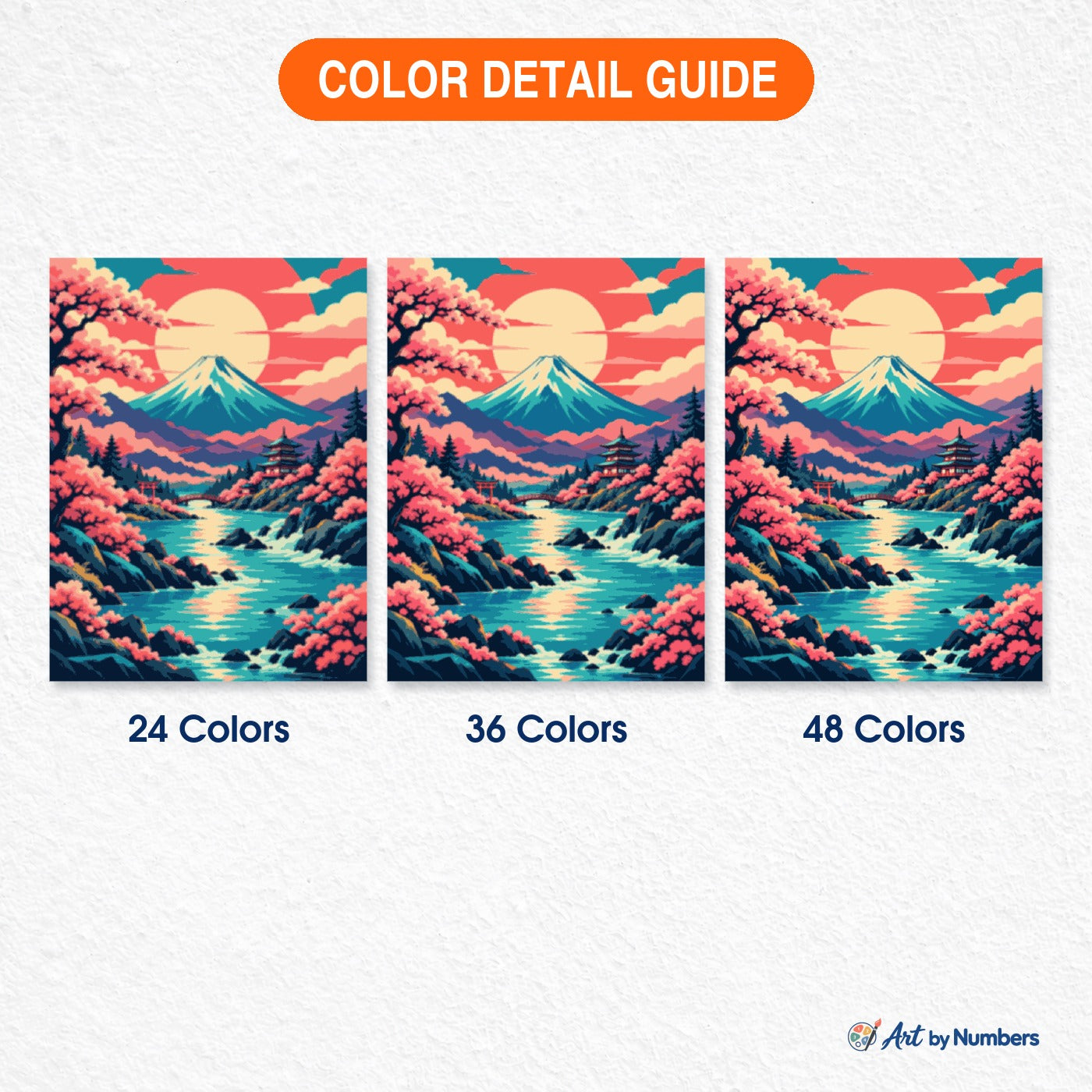 Mount Fuji Sakura River - Paint by Numbers · image 4