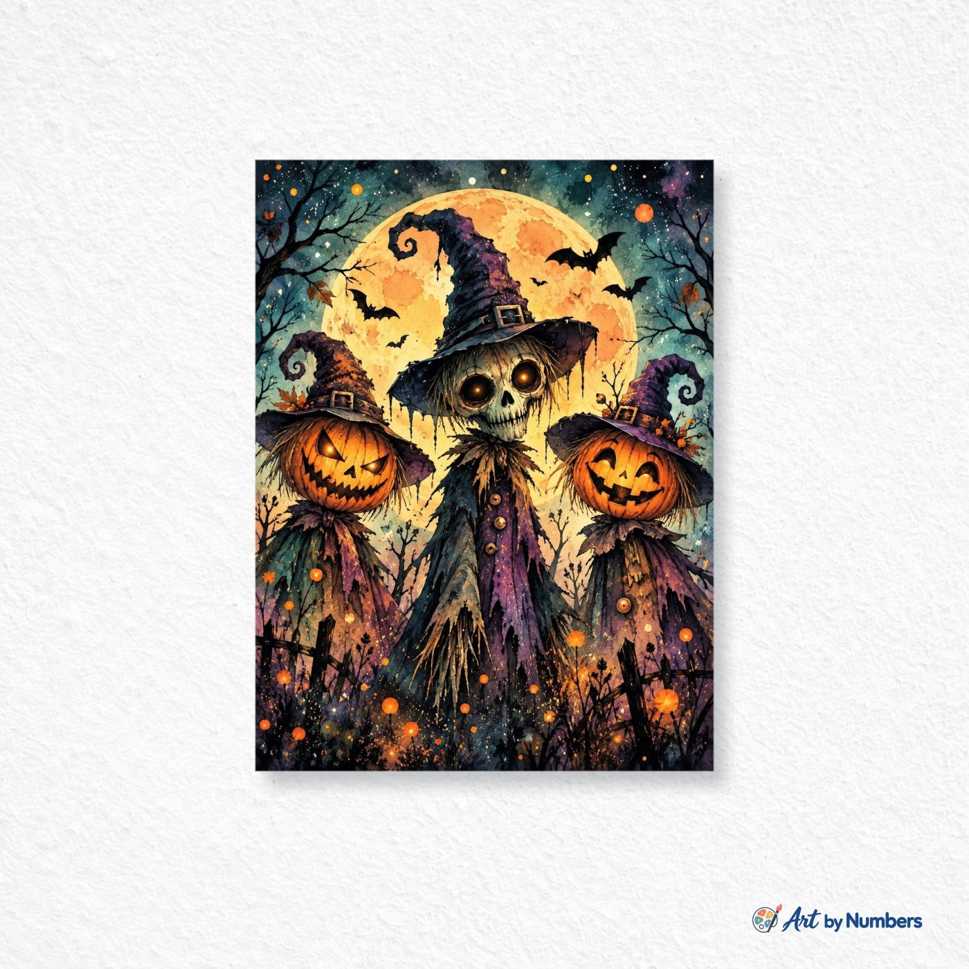 Moonlit Scarecrow Halloween Trio - Paint by Numbers · image 1