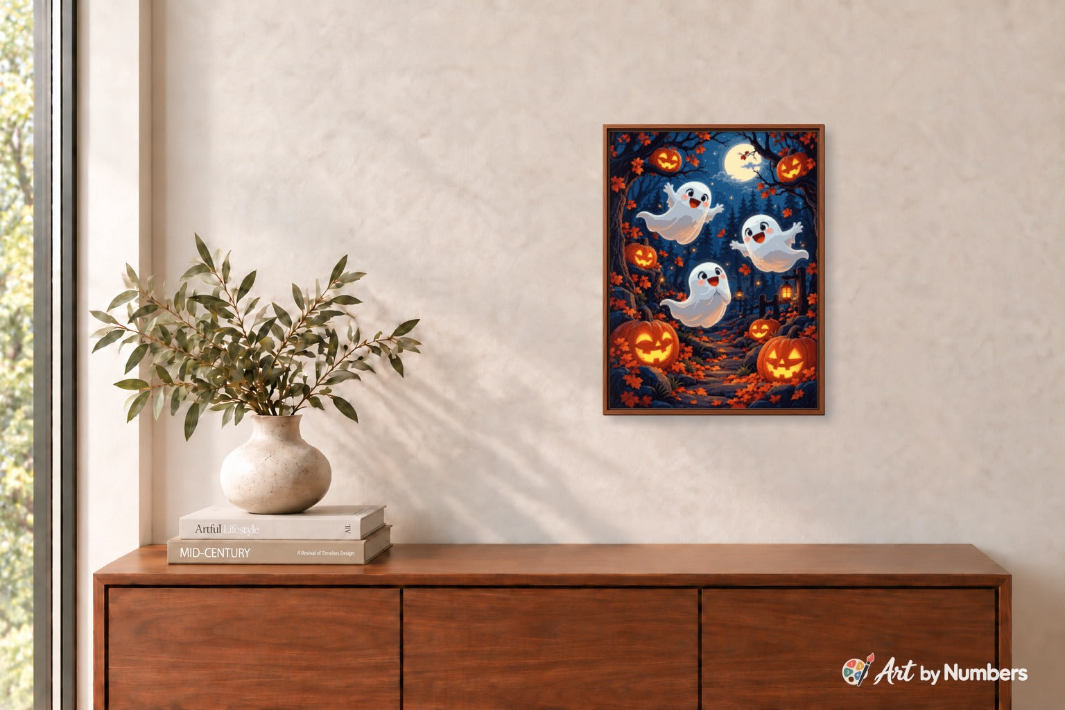 Joyful Ghosts in a Moonlit Pumpkin Forest - Paint by Numbers · image 3