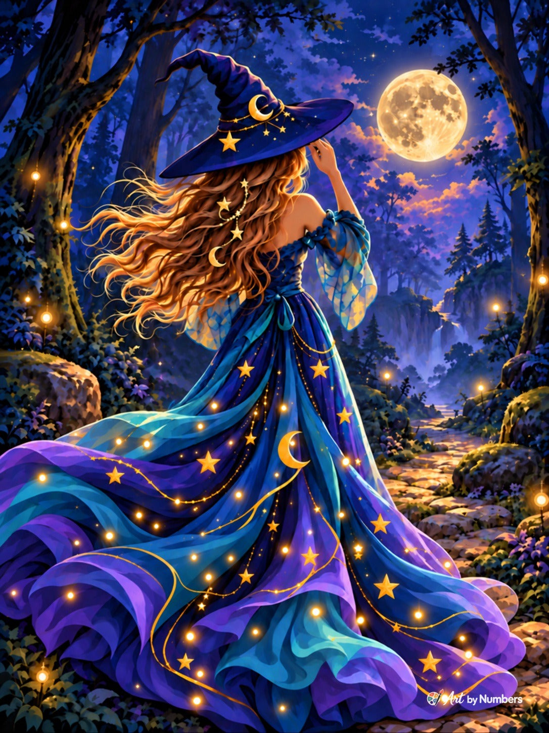 Moonlit Witch in the Enchanted Forest - Paint by Numbers · image 2